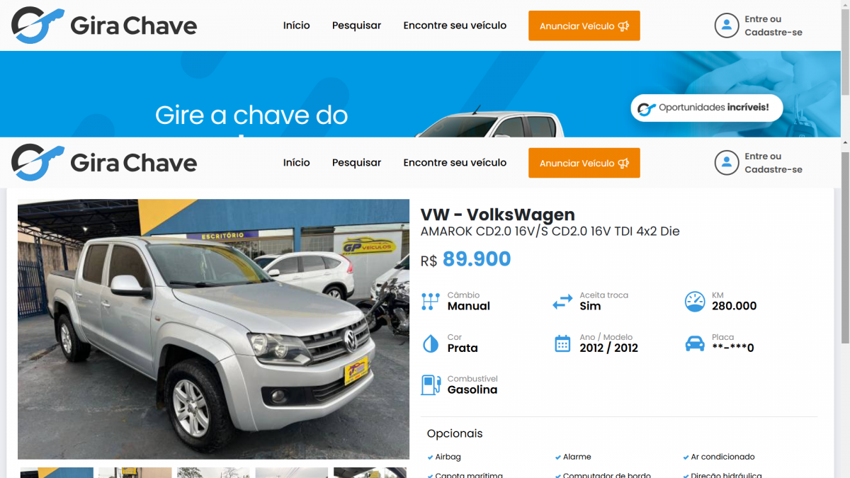 Portal de Veículos Gira Chave Classificados  estilo Web Motors