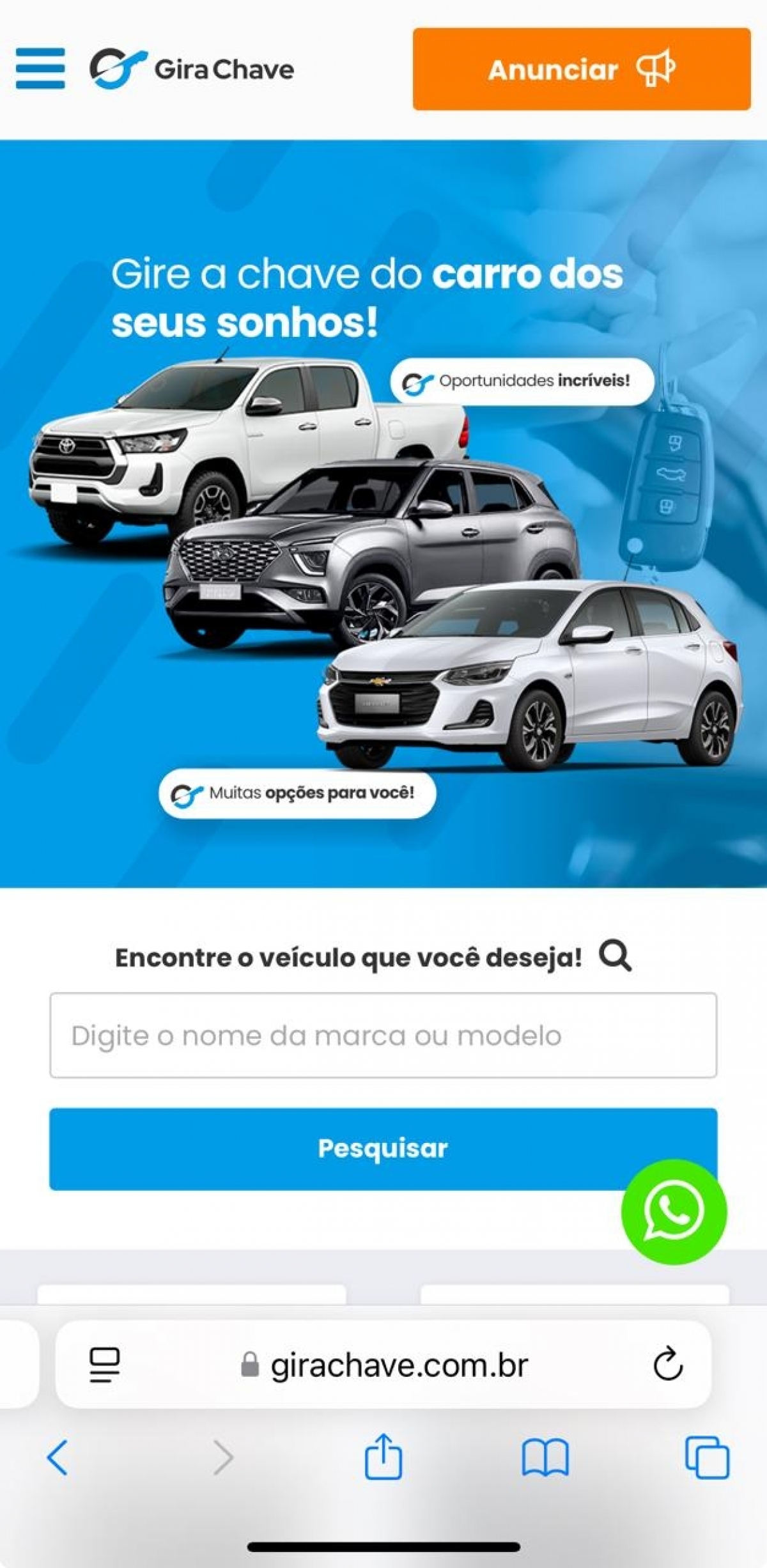 Portal de Veículos Gira Chave Classificados  estilo Web Motors