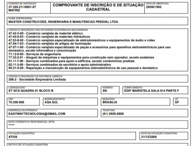 Vendo CNPJ ativo 19 anos de atividades para aérea de construção 